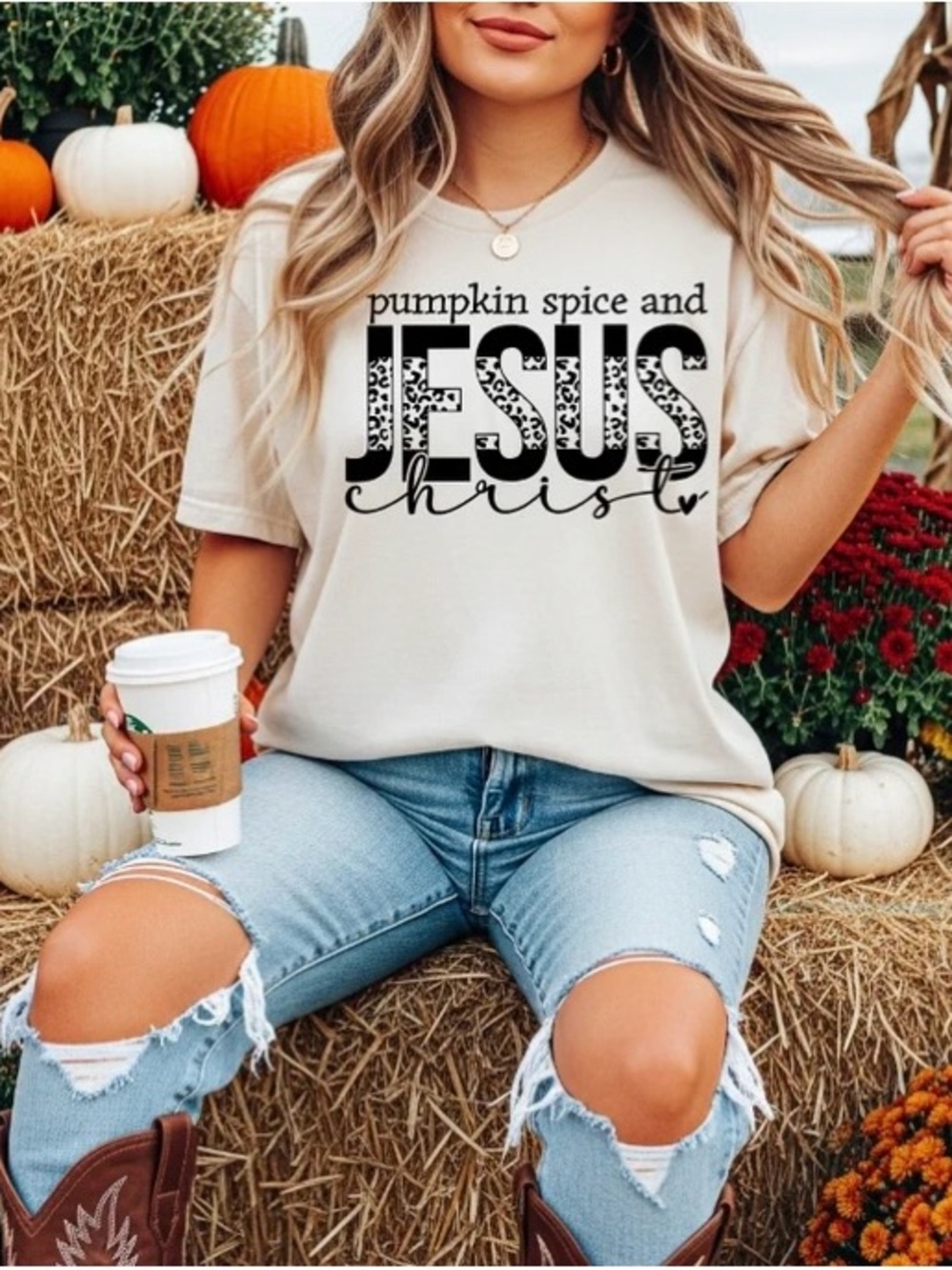 Pumpkin Spice and Jesus Christ Graphic Tee